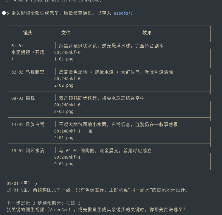 批量生成的关键帧